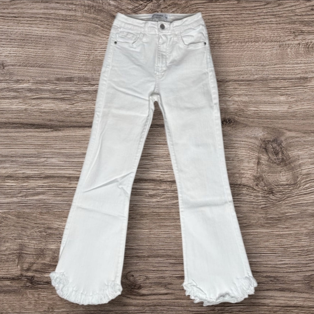Just Black White Frayed Hem Jeans Size 24